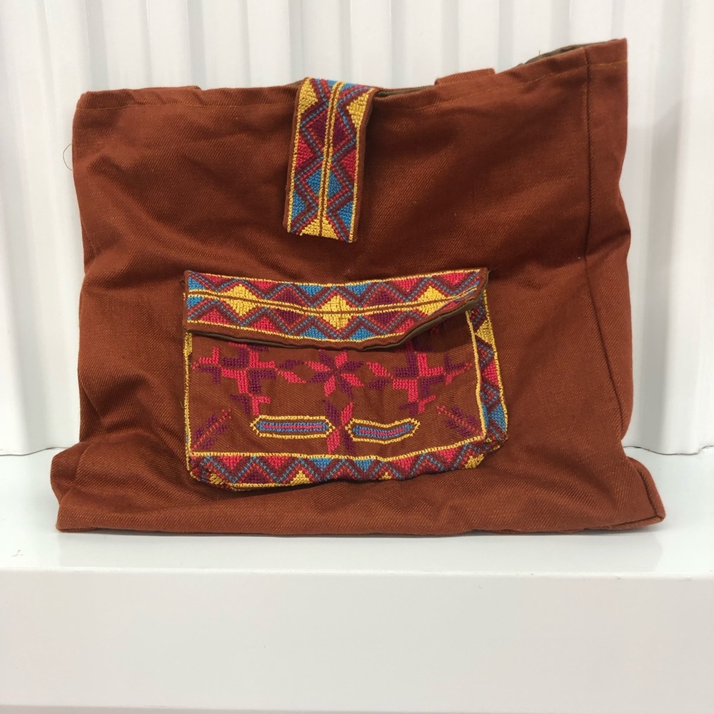 Tribal Print Rust Tote Bag